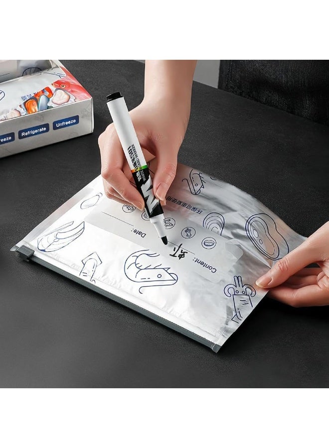 اكياس حفظ الطعام 30 كيسًا قابلاً لإعادة الاستخدام لتخزين قابلة للإغلاق 3 احجام مختلفه مع ملصق وسحاب، للمطبخ - Image 1